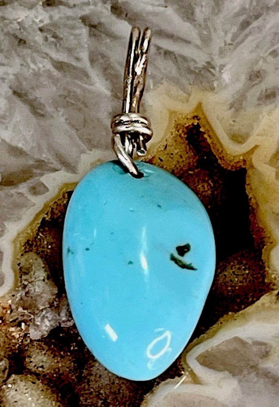 Kewa Pueblo Turquoise Sterling Silver Pendant Trinnie & Branson Chavez 4.0g